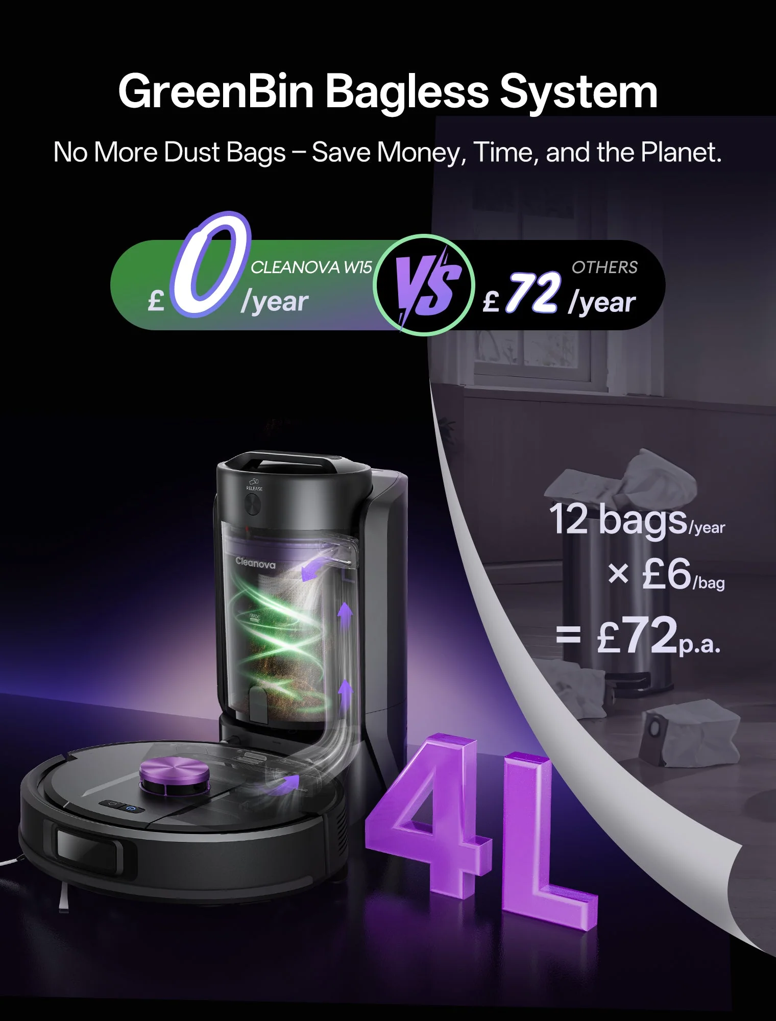 Vactidy & Vexilar | Cleanova W15 Robot Vacuum Cleaner - Image 3